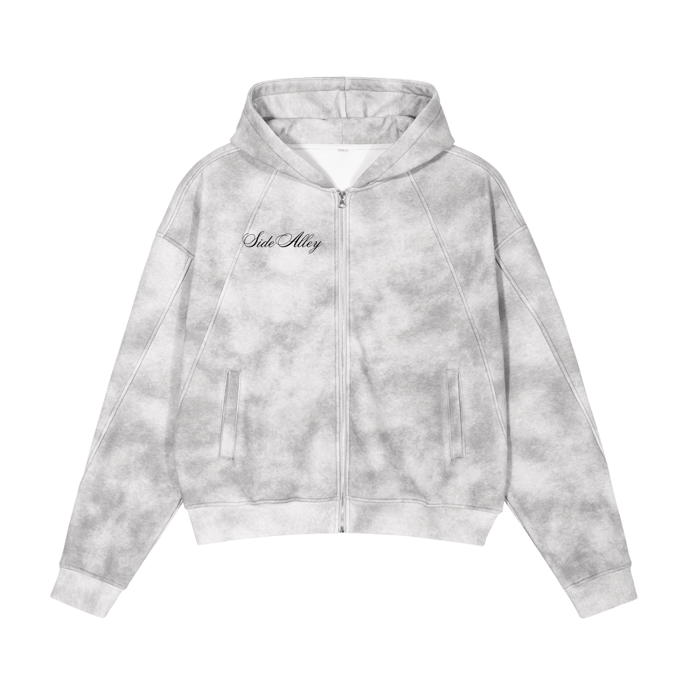 Dirty Washed Zip-Up Fleece Hoodie Side Alley